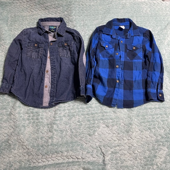 OshKosh & Healthtex Boys Long Sleeve Collared Button Down Shirts Set Bundle